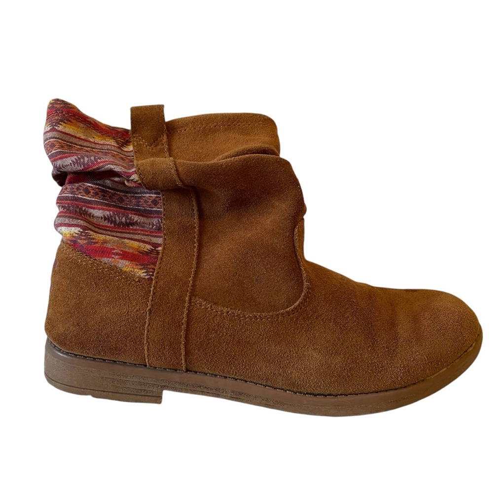 Tom’s Suede Slouchy Ankle Boots Southwestern Fabric Insets size 5